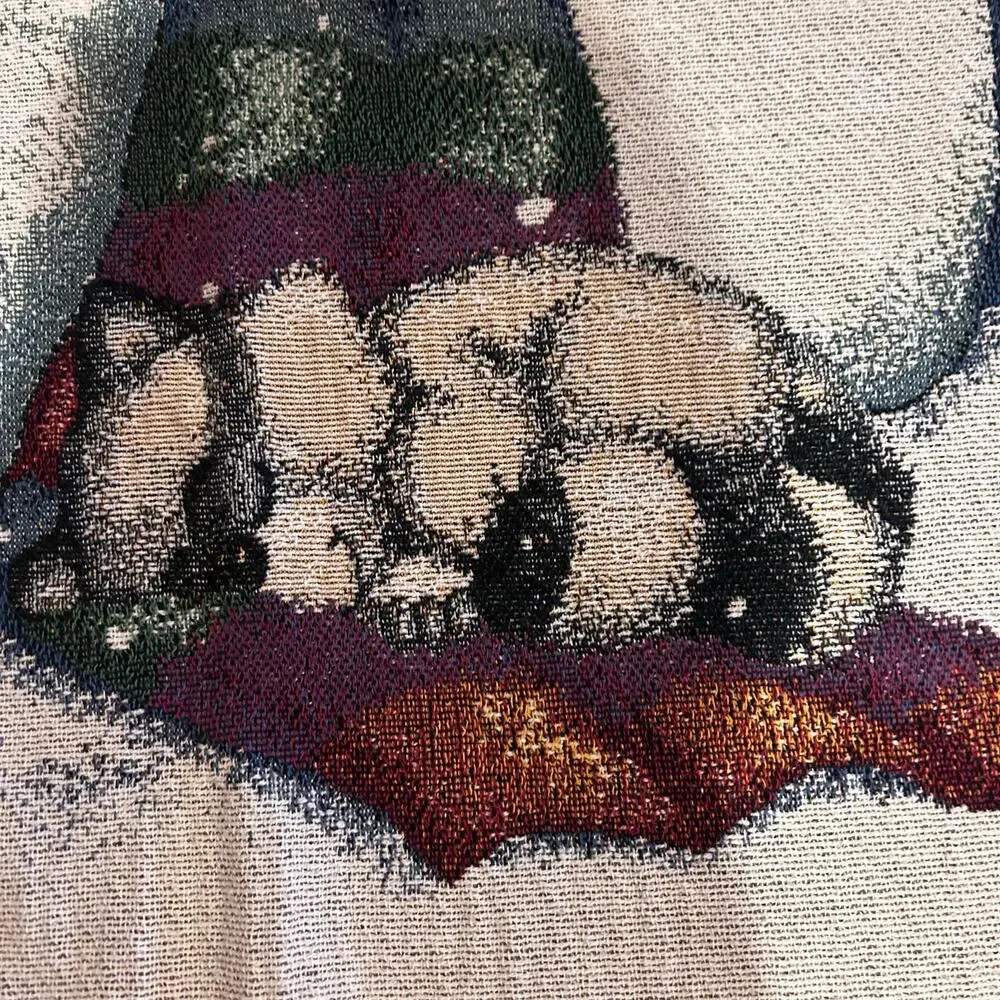 Vintage Whimsical Snowman Woven Fringe Throw Blanket 54x60